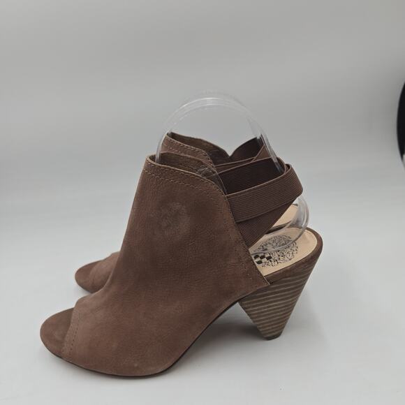 Vince Camuto X Revolve Edora Heel Brown Cone Heel Sz 7.5 Peep Toe - Picture 3 of 7